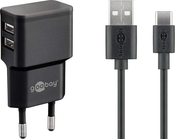 Wentronic Goobay USB-C-Dual-Ladeset 12W schwarz