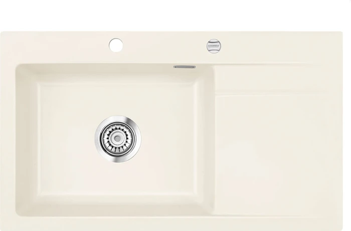 systemceram Stema 86 SL Einbau Becken links mit Ablauffernbedienung magnolie