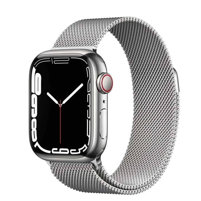 Apple Watch Series 7 (GPS + Cellular) 41mm Edelstahl silber mit Milanaise-Armband silber