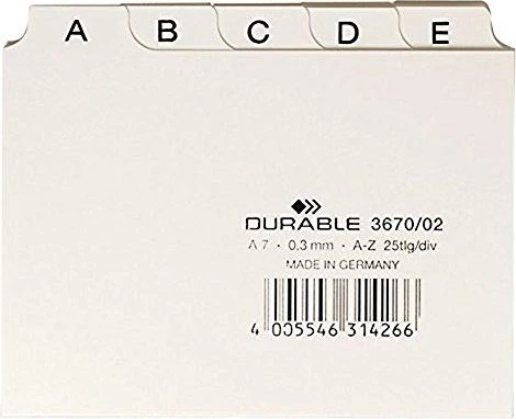 Durable Leitregister A7, A-Z Prägung, weiß