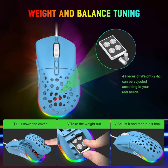 Ziyou Lang D19 RGB Gaming Mouse blau, USB