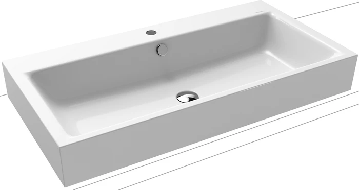 Kaldewei Puro Aufsatzwaschtisch 900806033001 3158, 90x46x12cm, weiss Perl-Effekt, 3 Hahnlöcher Image