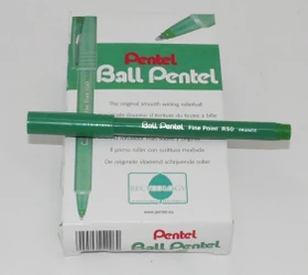 Pentel Ball Fine Point R50 0.4mm grün Tintenroller (Mine), 12er-Pack