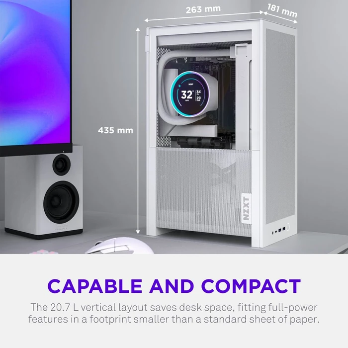 NZXT H2 Flow White, Glasfenster, Mini-ITX