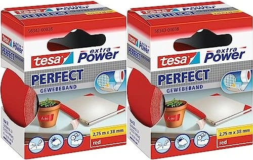 tesa extra Power Perfect rot, Gewebeband, 38mm/2.75m, 1 Stück