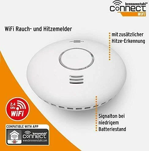 Brennenstuhl Connect WiFi Rauch- und Hitzewarnmelder WRHM01 weiß, Funk-Brandmelder