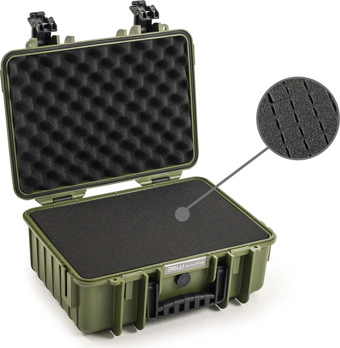 B&W International Outdoor Case PP.166 Typ 4000 Koffer mit Schaumstoffeinsatz bronze grün