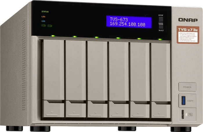 QNAP TVS-673e-4G 15TB, 4GB RAM, 4x RJ-45 1000Base-T, 4x USB-A 3.0