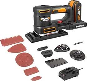 Worx 20V PowerShare Akku-Multischleifer solo inkl. Tasche + Zubehör