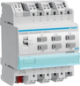 Hager KNX Schalt-/Jalousieaktor 6/3-fach 10A, 4TE REG, Schaltaktor (TYA606B)