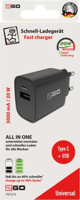 2GO Charger 240V ALL IN ONE 20W schwarz