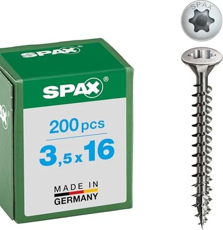 Spax Edelstahl rostfrei A2 4CUT T-STAR plus T15 Universalschraube, 3.5x16mm, 200 Stück