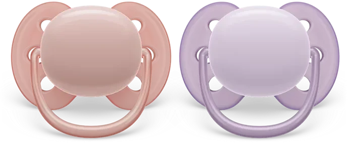 Philips Avent SCF091/31 ultra soft Beruhigungsschnuller, 0-6M, Silikon, rosa/violett, 2 Stück