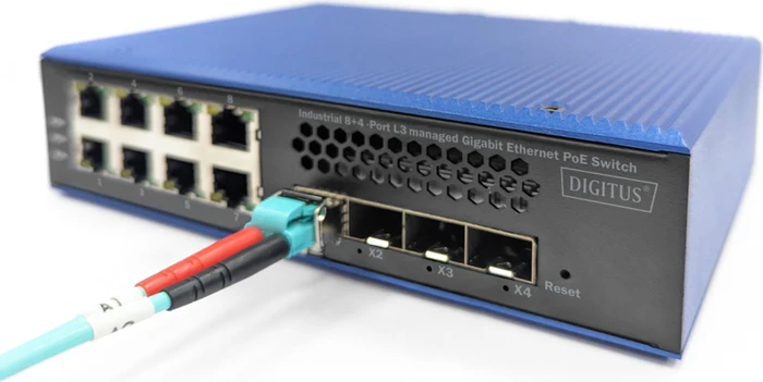 Digitus DN-65 Industrial Railmount Gigabit Managed Switch, 8x RJ-45, 4x SFP+, 240W PoE+