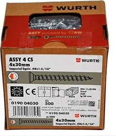 Würth ASSY 4 CS 4x30 Beschlagschraube, 4x30mm, 500 Stück