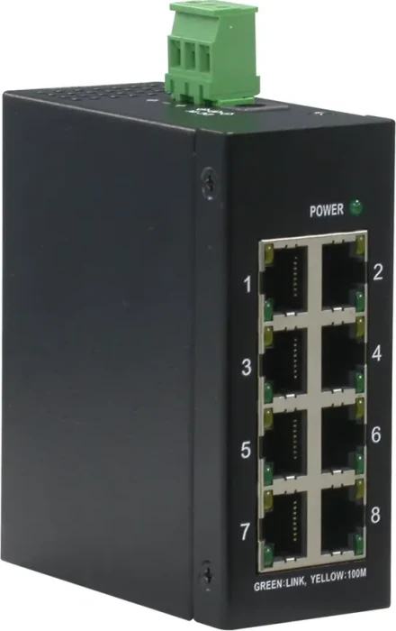 Roline Industrial Railmount Switch, 8x RJ-45