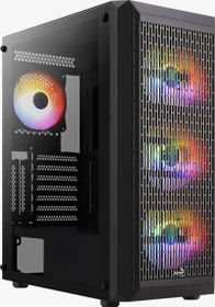 AeroCool Beam, inkl. 4x Lüfter, Lüfter LED RGB, Glasfenster (ACCM-PV37043.11 / Beam-G-BK-v2)