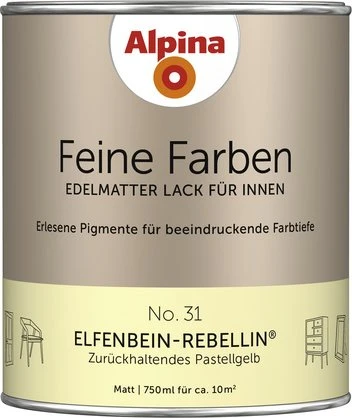 Alpina Farben Feine Farben Lack No. 31 Elfenbein-Rebellin innen pastellgelb edelmatt, 750ml