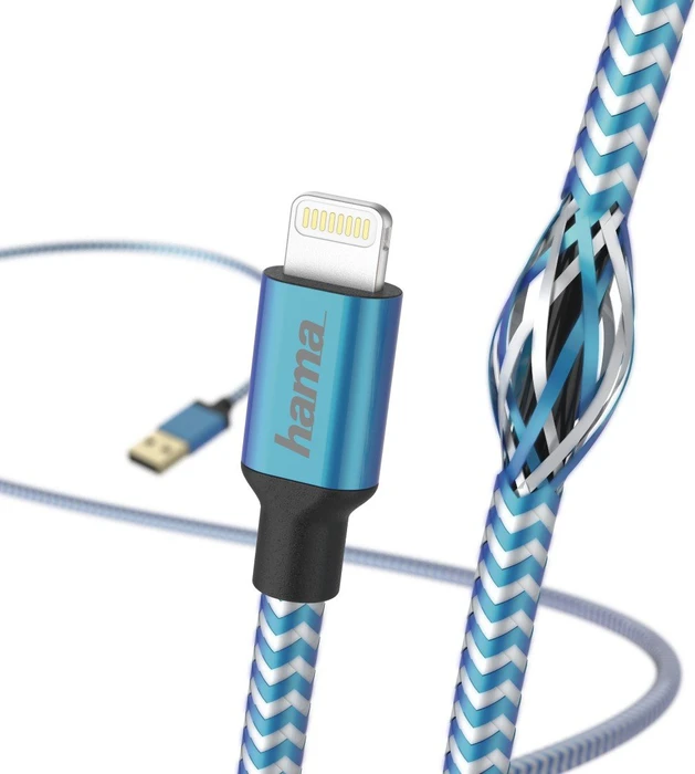 Hama Lade-/Datenkabel Reflective Lightning/USB-A 1.5m blau