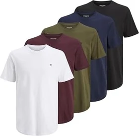 Jack & Jones Einfarbig 5er-Pack T-Shirt kurzarm navy blazer (Herren)