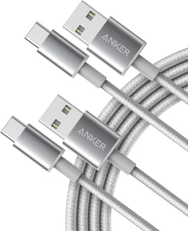 Anker USB Adapterkabel, USB-A [Stecker] auf USB-C [Stecker], silber, 1.8m, 2er-Pack