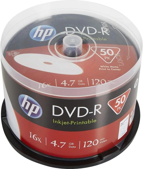 HP DVD-R 4.7GB, 16x, 50er Spindel, printable (DME00025WIP)