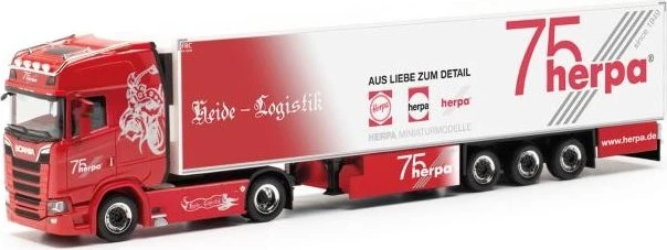 Herpa Scania CS20 HD Kühlkoffer-Sattelzug Heide Logistik/75 Jahre Herpa