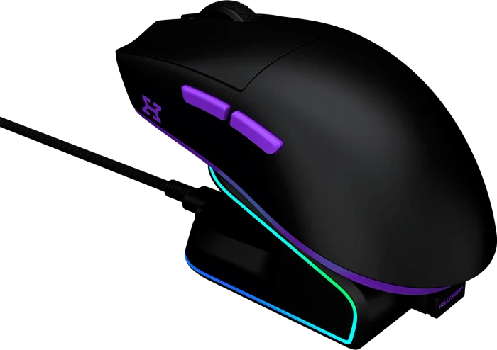 Hellyberry HM47 Wireless Gaming Mouse mit Ladestation, schwarz, USB/Bluetooth