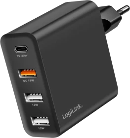 LogiLink USB-A/C Ladegerät GaN 48W schwarz