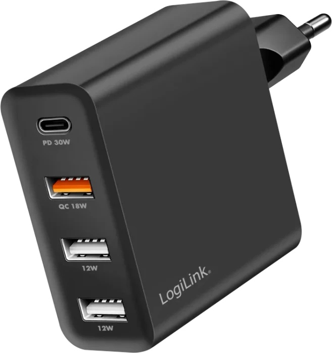 LogiLink USB-A/C Ladegerät GaN 48W schwarz