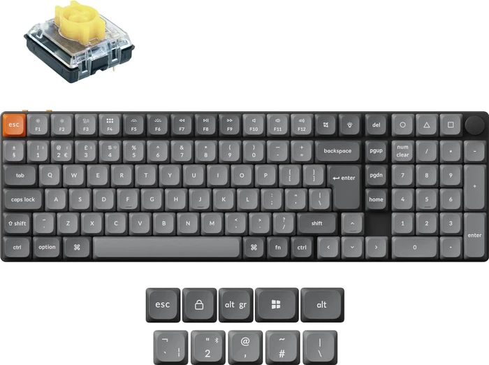 Keychron K17 Max, grau, LEDs weiß, Gateron LOW PROFILE 2.0 BANANA, USB/Bluetooth, UK