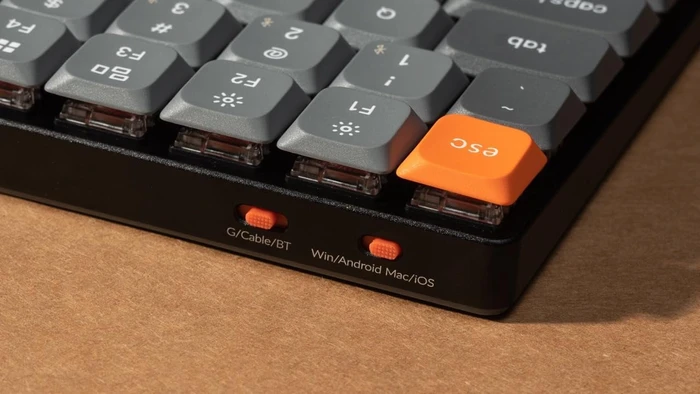 Keychron K1 Max, 80% TKL, grau/orange, LEDs weiß, Gateron LOW PROFILE 2.0 RED, USB/Bluetooth, US