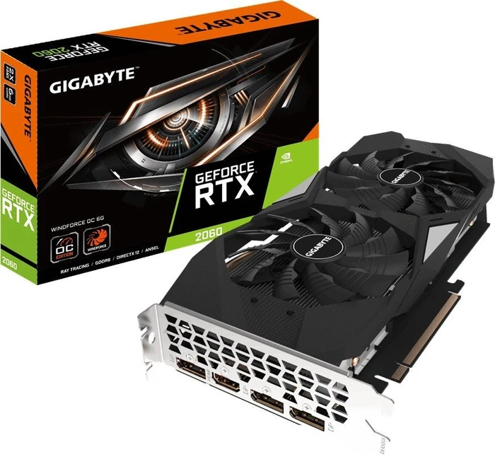 GIGABYTE GeForce RTX 2060 Windforce OC 6G (Rev. 2.0), 6GB GDDR6, HDMI, 3x DP