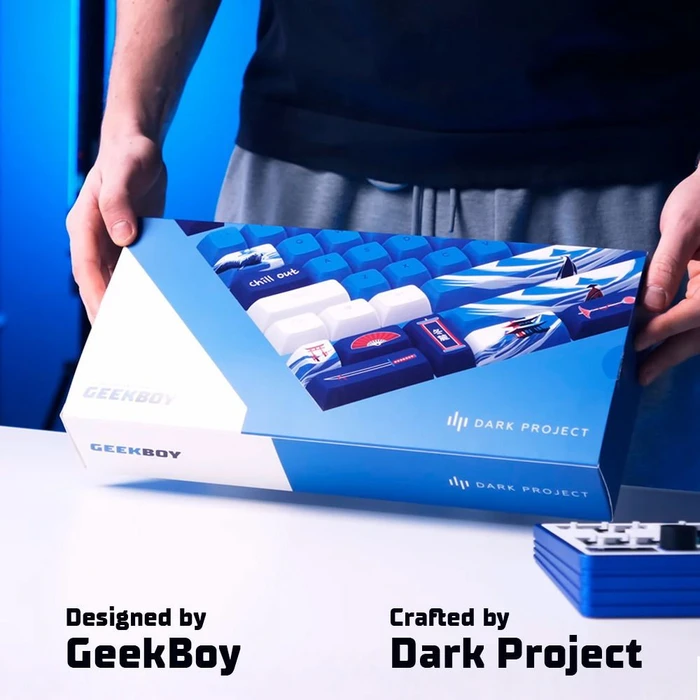 Dark Project GeekBoy Multilingual Keycaps, Kunststoff (PBT) Double-Shot, CSA-Profil, blau/weiß, 177 Tasten, ANSI & ISO
