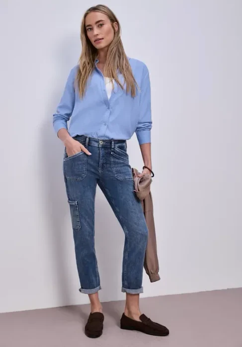 Street One Charlie Cargo Jeans medium wash blue (Damen)