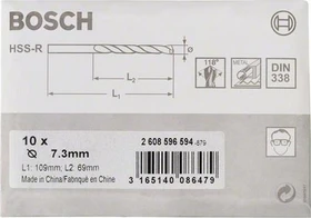 Bosch Professional HSS-R Spiralbohrer, 7.3x69x109mm, 10 Stück