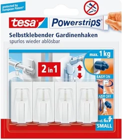 tesa Powerstrips Gardinenhaken weiß, 4 Stück