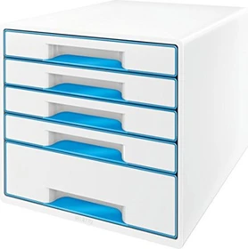 Leitz Wow Cube Schubladenbox, 5 Schubladen, weiß/blau
