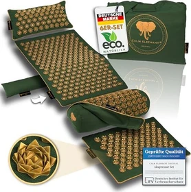 Calm Elephant Ultimate-Set Akupressurmatte 71 x 42cm Massagematte mit Wärmefunktion grün