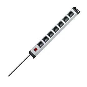 Kopp POWERversal mit Schalter, 7-fach, 1.4m, schwarz/silber