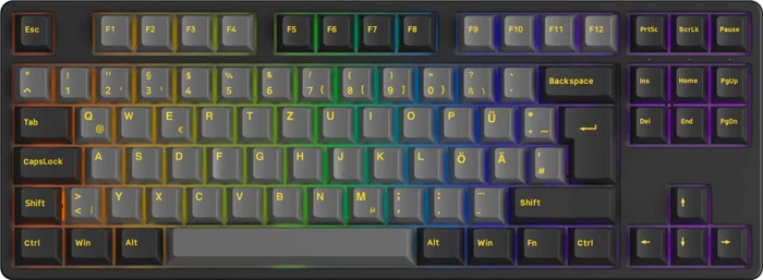 Akko 5087S V1, Black & Gold, schwarz/gelb, LEDs RGB, hot-swap, V3 Pro Cream Yellow, USB, DE