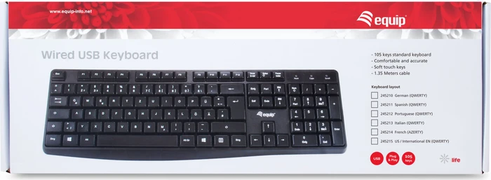 Equip Kabelgebundene USB Tastatur, schwarz, USB, US