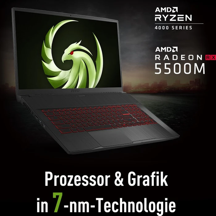 MSI Bravo 17 073-A4DDR, Ryzen 7 4800H, 8GB RAM, 512GB SSD, Radeon RX 5500M, DE