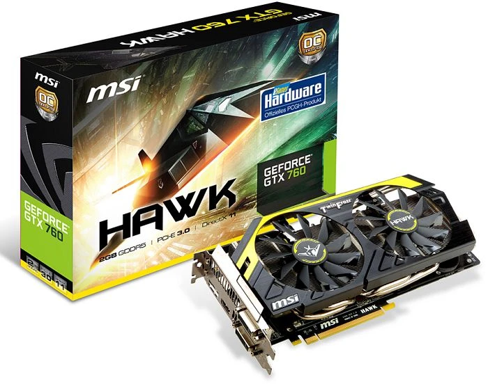 MSI GeForce GTX 760, N760 Hawk PCGH-Edition, 2GB GDDR5, 2x DVI, HDMI, DP