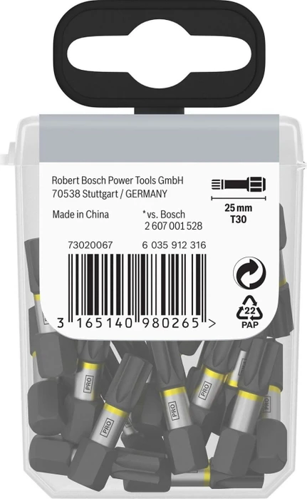 Bosch Professional Impact Torx Bit 1/4", T30x25mm, 25 Stück