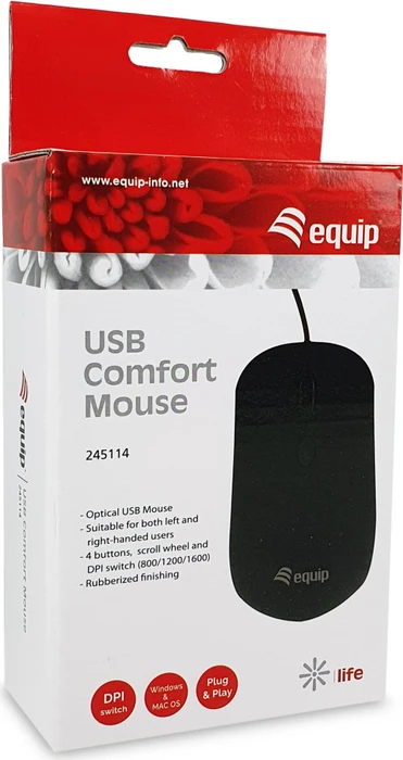 Equip Comfort Mouse schwarz, USB