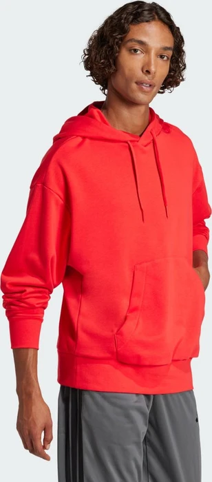 adidas Essentials Loose-Fit 3-Streifen Logo French Terry Hoodie pure ruby/black (Herren)