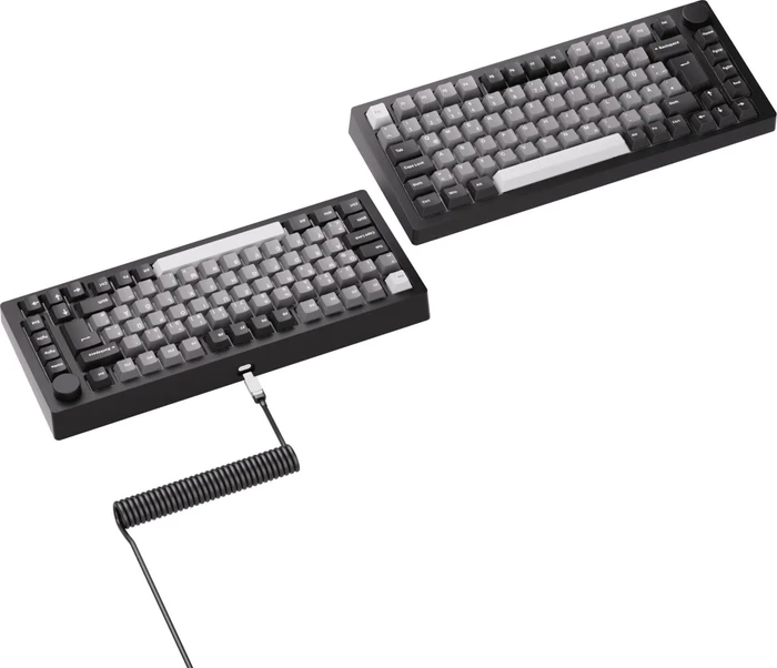 Akko Monsgeek M1 V5 Custom Mechanical Keyboard, Black & Silver, LEDs RGB, hot-swap, V3 Piano Pro, USB/Bluetooth, DE