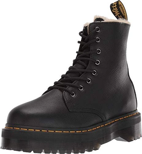 Dr. Martens Jadon Faux Fur Lined Leather Platform Boots schwarz