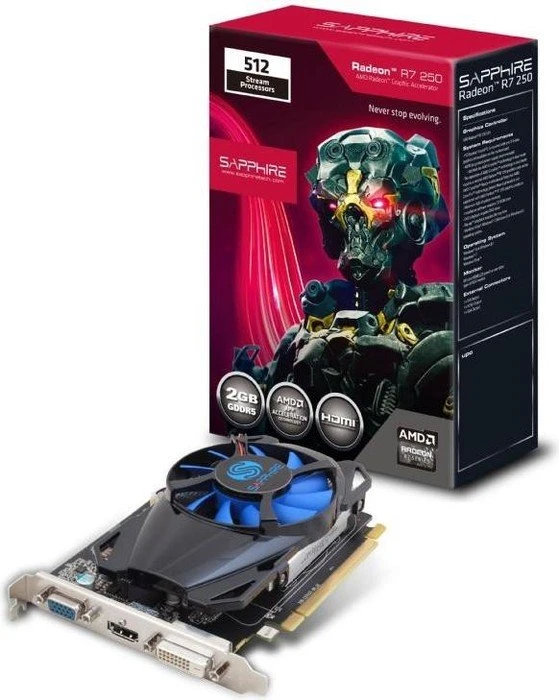 Sapphire Radeon R7 250E, 2GB GDDR5, VGA, DVI, HDMI, lite retail